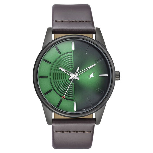 Fastrack Stunners Quartz Analog Green Dial Leather Strap Watch for Guys