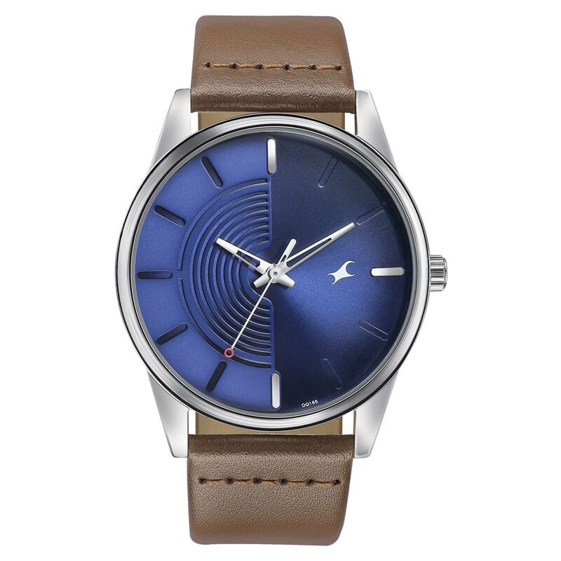 Fastrack Stunners Quartz Analog Blue Dial Leather Strap Watch for Guys