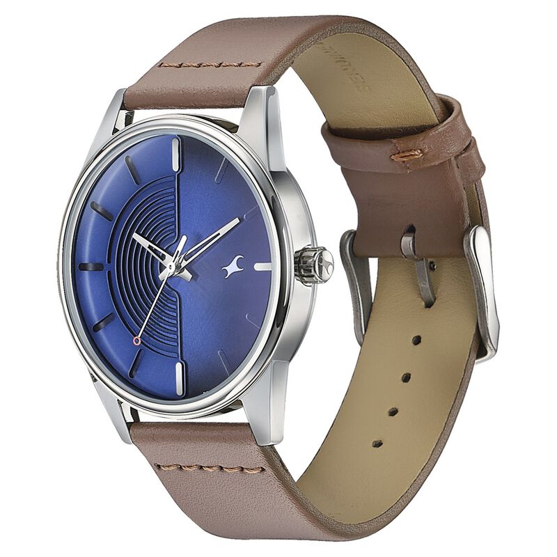 Fastrack Stunners Quartz Analog Blue Dial Leather Strap Watch for Guys