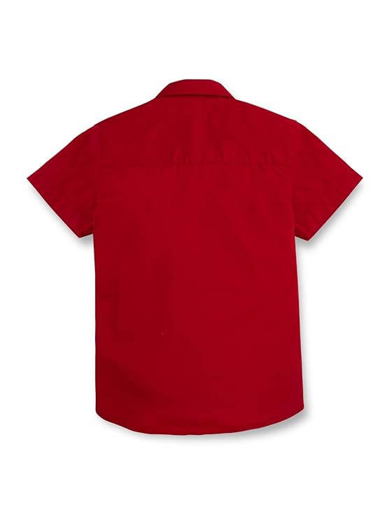 Gini and Jony Boys Red Solid Cotton Half Sleeves Shirt