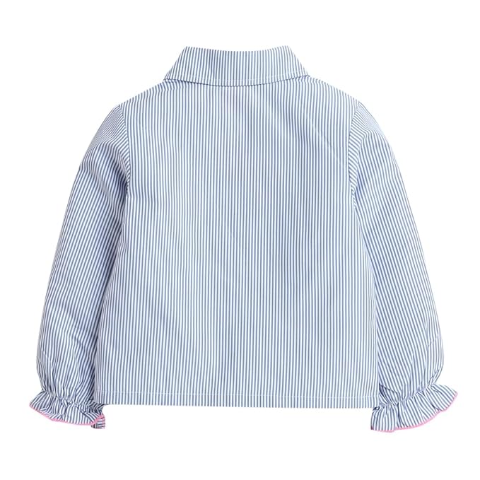 Max Girls Polyester Stripe Print Full-Sleeve Shirt in Blue Color