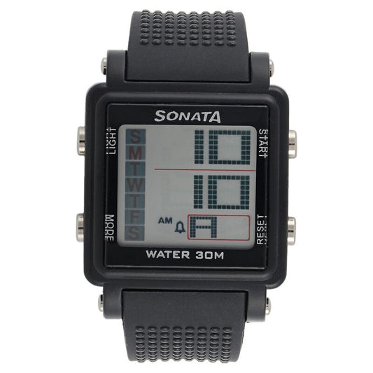 SF Digital Black Dial Plastic Strap Watch for Men