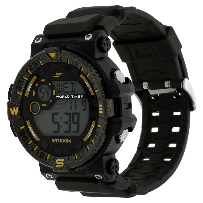 SF Digital Dial Black Plastic Strap Watch for Men