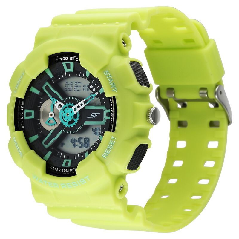 Sonata SF Dreamer Series Quartz Digital Analog Digital Yellow Plastic Strap for Men